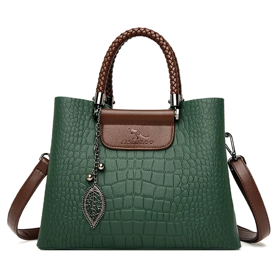 Sac Bandoulière Cuir Motif Croco Femme 3 Poches – CLEVI Paris