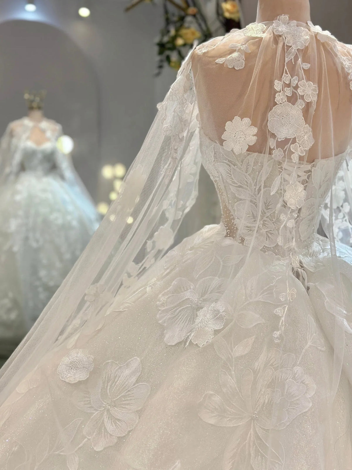 Robe de mariée en tulle ligne A – CLEVI Paris