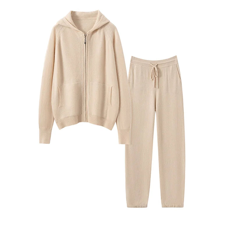 Ensemble cachemire femme, cardigan zippé – CLEVI Paris