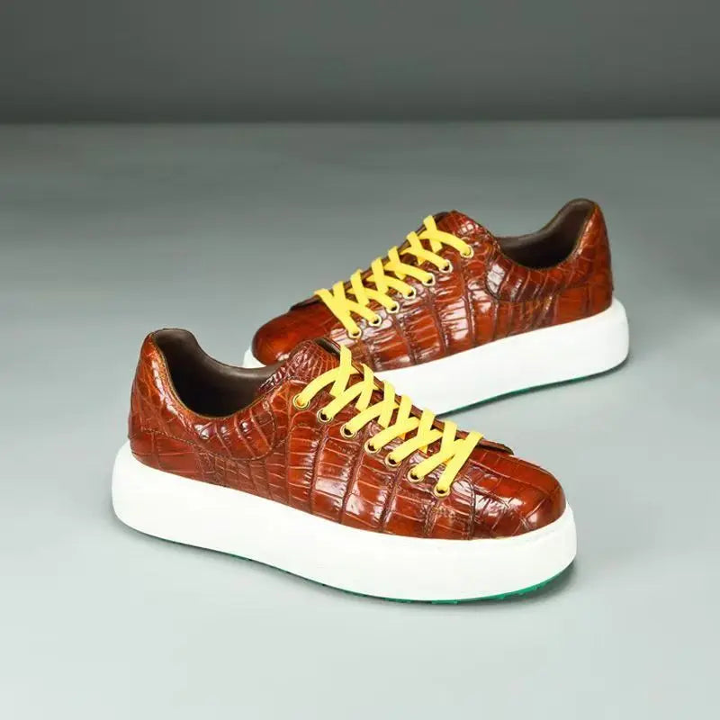 Sneakers basses homme brunes à lacets – CLEVI Paris