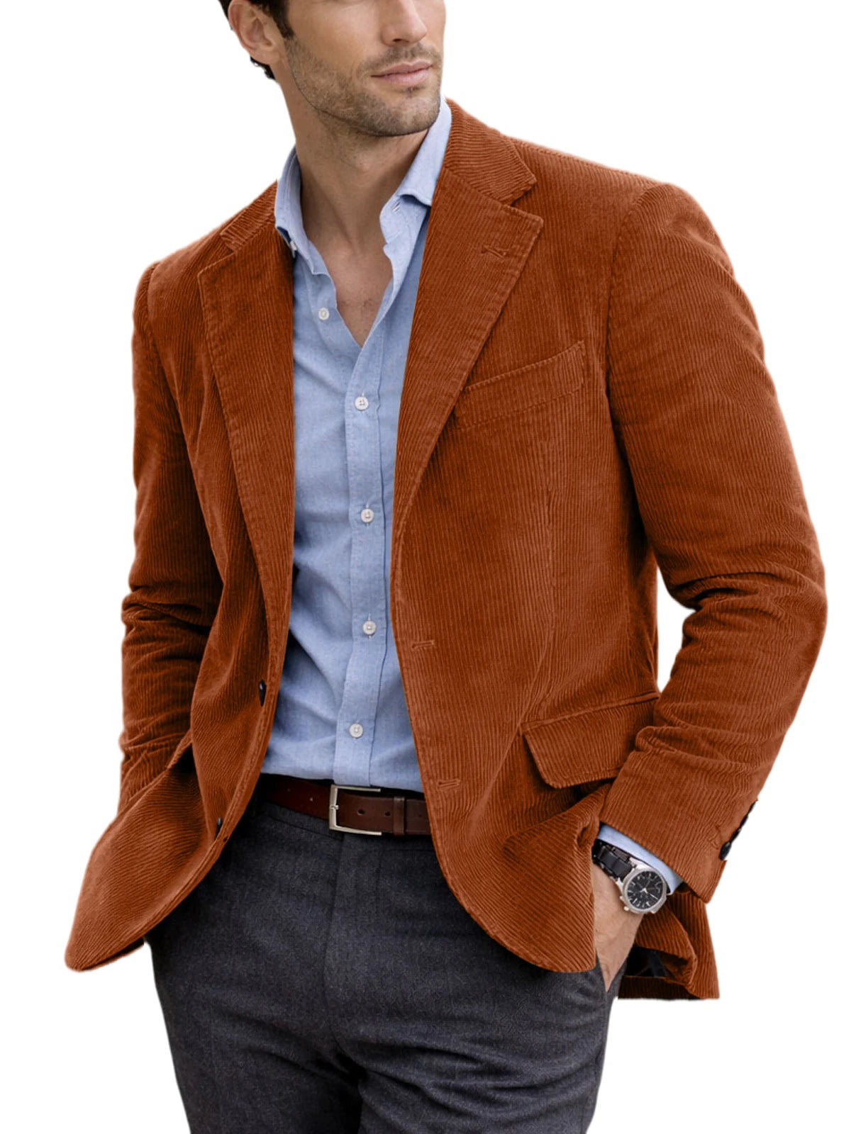 Blazer homme en velours côtelé à 2 boutons – CLEVI Paris