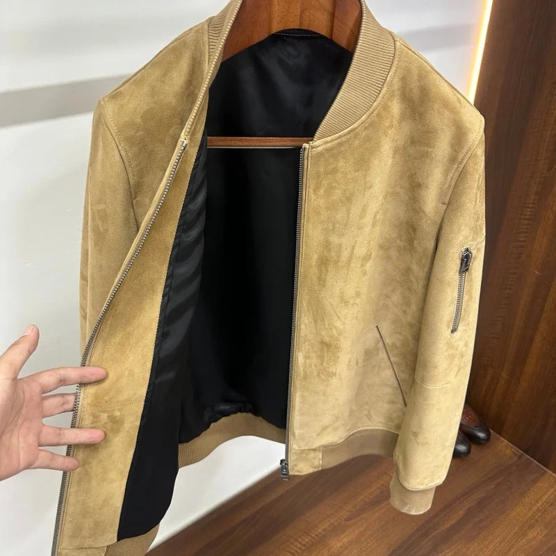 Bomber homme en cuir aspect daim – CLEVI Paris