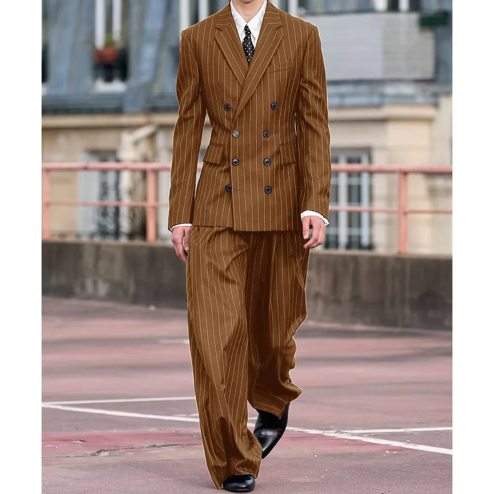 Costume rayé croisé 2 pièces homme – CLEVI Paris