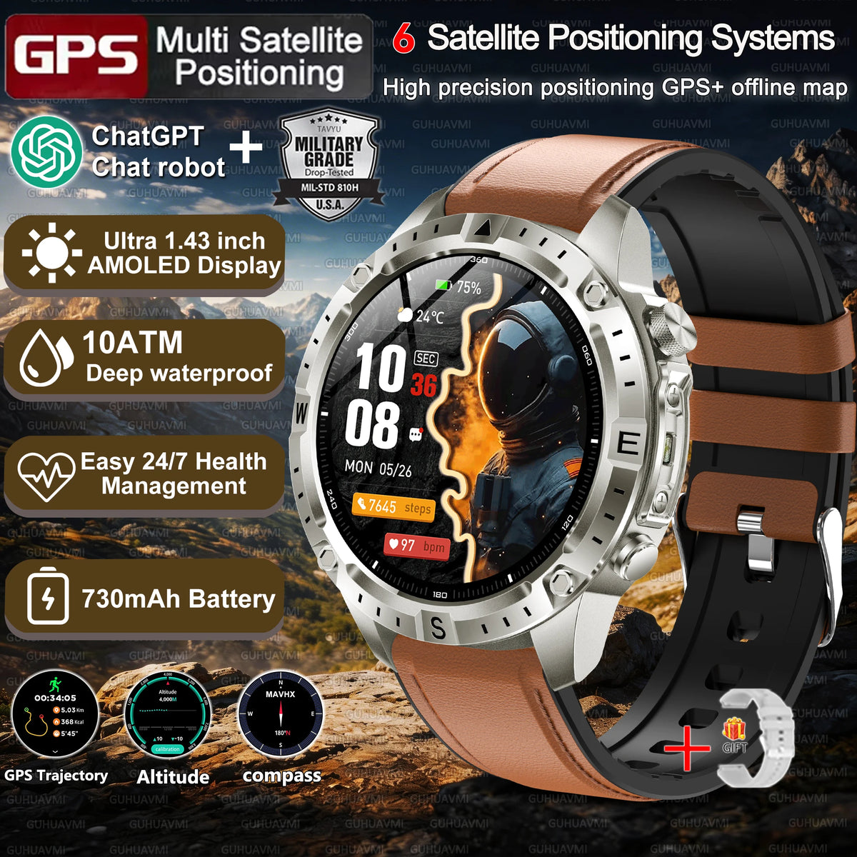 Montre GPS AMOLED avec cartes hors ligne – CLEVI Paris