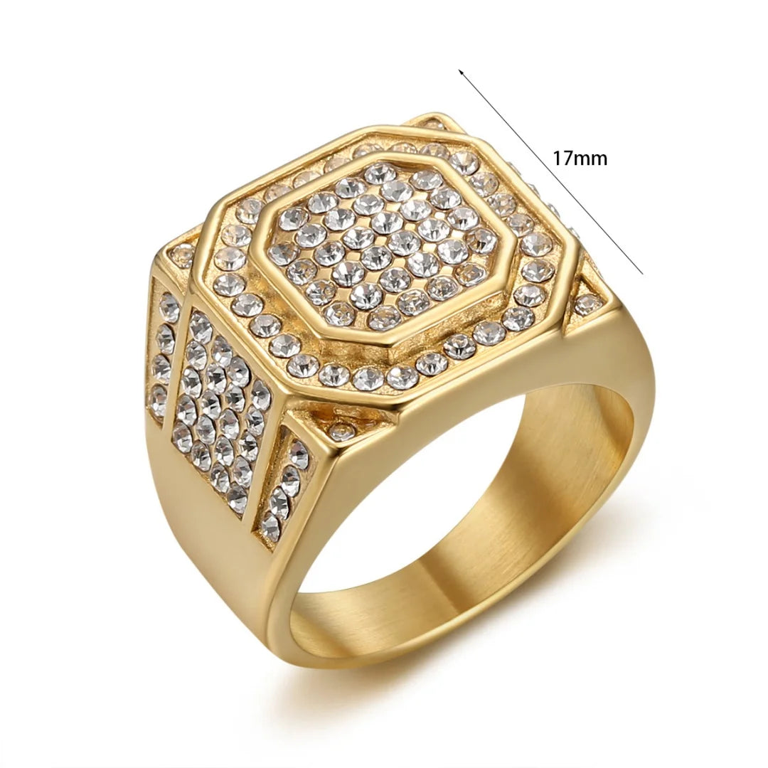 Bague Homme Carrée Zircone Acier Inoxydable 17 mm – CLEVI Paris