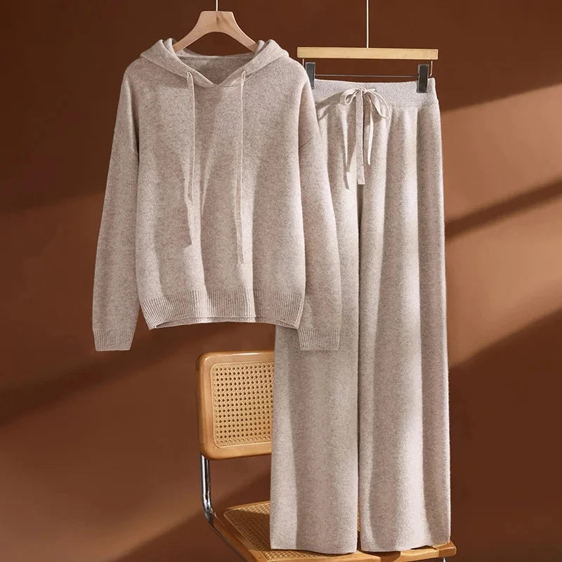 Ensemble femme laine mérinos, pull et pantalon – CLEVI Paris