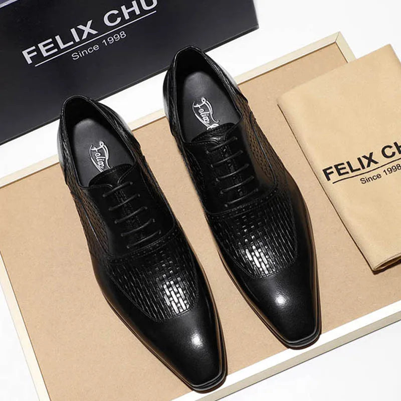 Oxford Cuir Véritable Homme Style Italien Bout Pointu Lacets Bureau & Mariage – CLEVI Paris