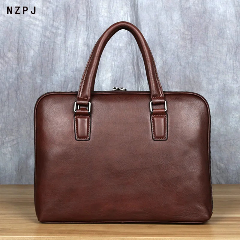 Serviette Homme Cuir Vache Vintage Business Laptop 14" – CLEVI Paris
