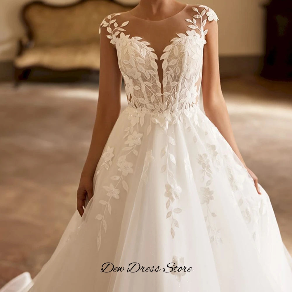 Robe de mariée en organza, ligne A et appliques - CLEVI Paris