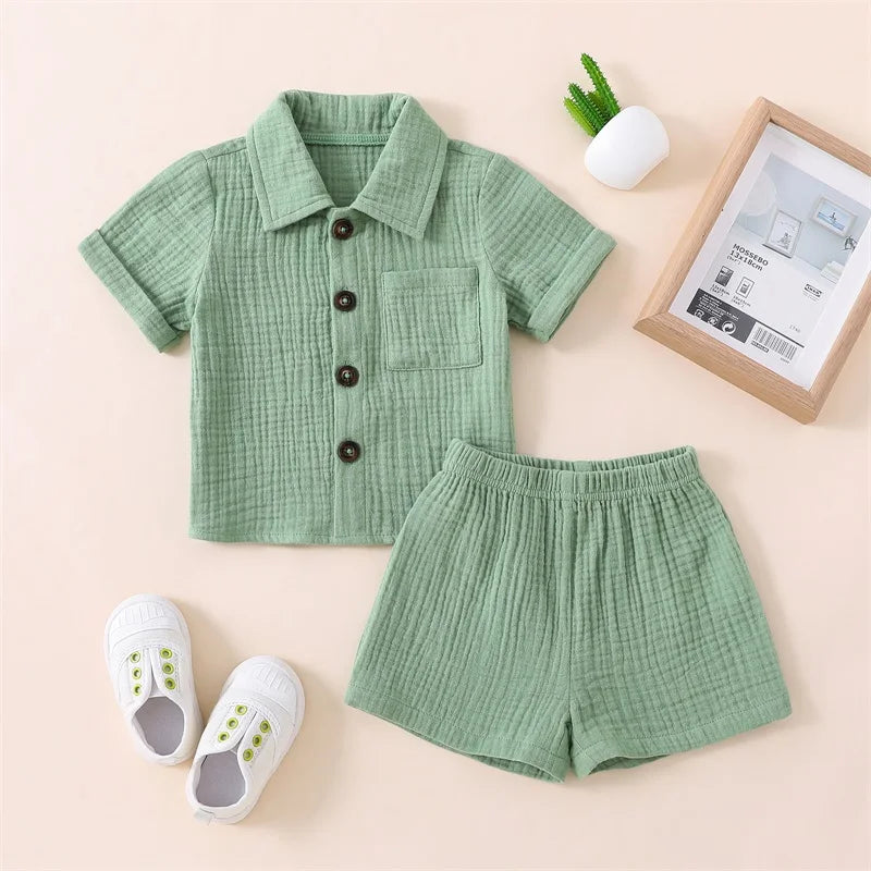 Ensemble bébé haut et short en coton mélangé – CLEVI Paris