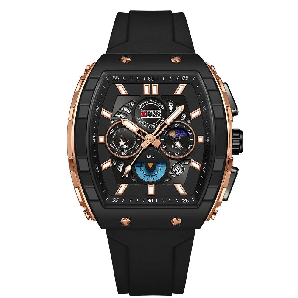 OFNS 1203 Montre Homme Quartz Chronographe Silicone Lumineux Sport – CLEVI Paris
