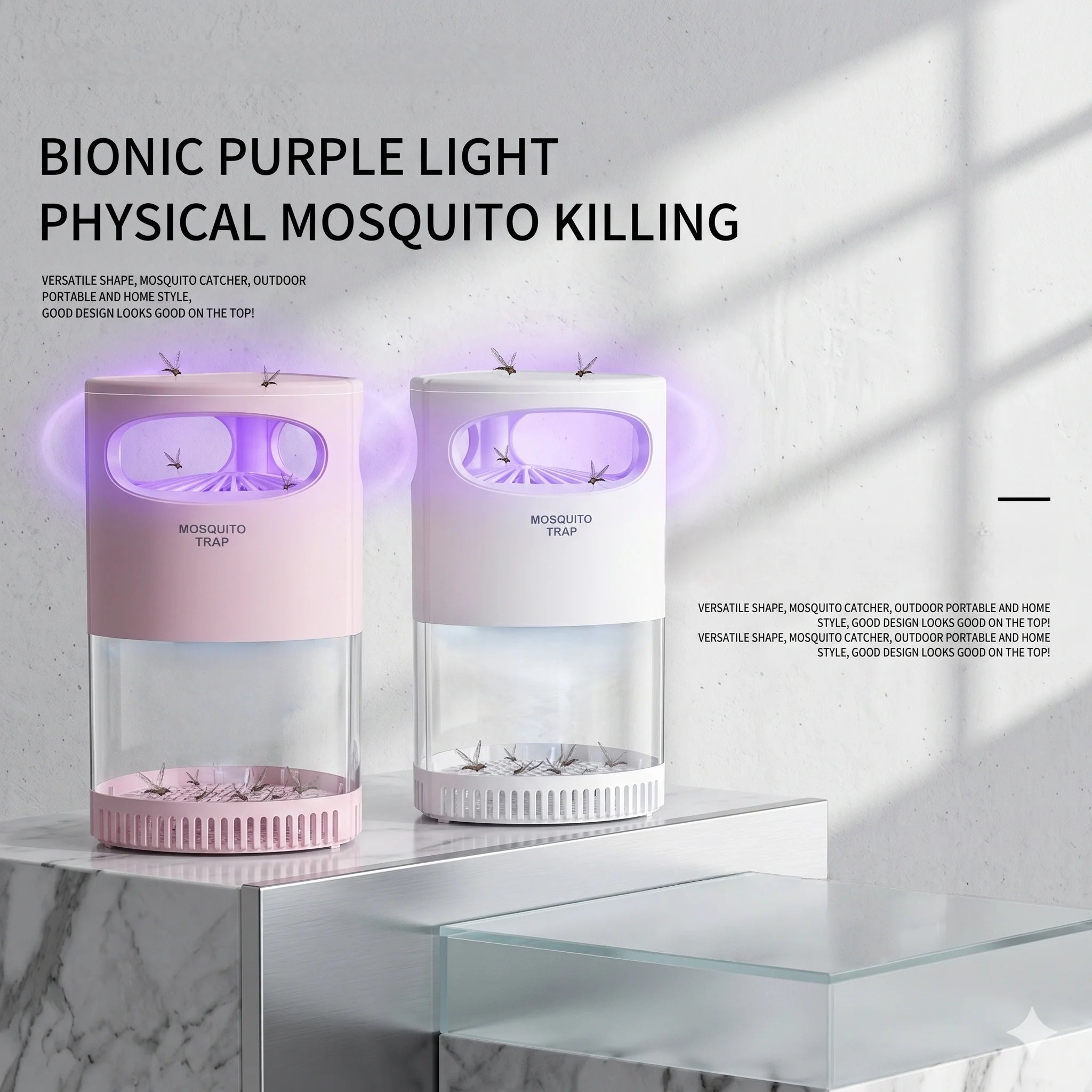 Lampe Anti-Moustiques Lumière Violette Bionique Aspiration Puissante USB Silencieuse DGS-885 – CLEVI Paris