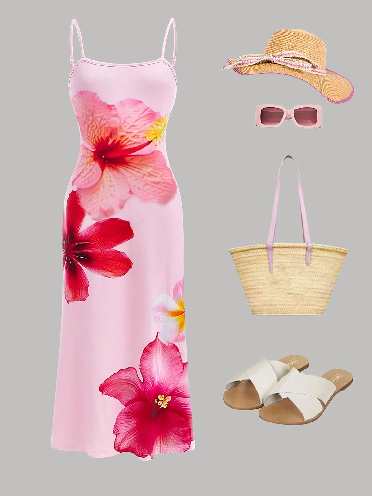 Robe fille rose à fleurs et bretelles – CLEVI Paris