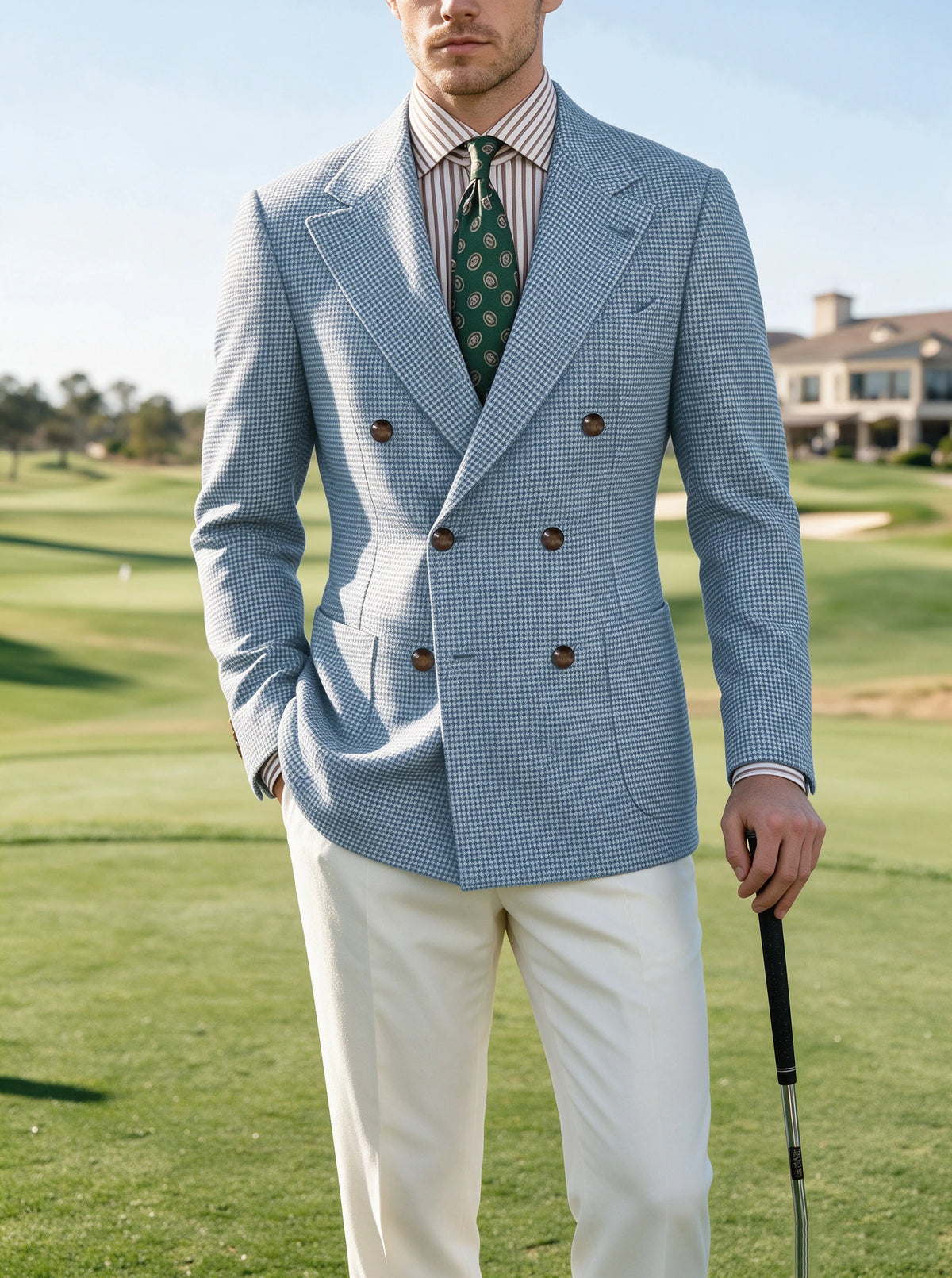 Blazer homme pied-de-poule à double boutonnage – CLEVI Paris
