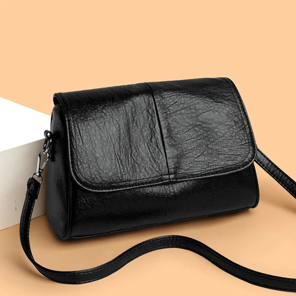 Sac Bandoulière Femme Cuir PU Vintage Rabat Rétro Bretelle Réglable – CLEVI Paris
