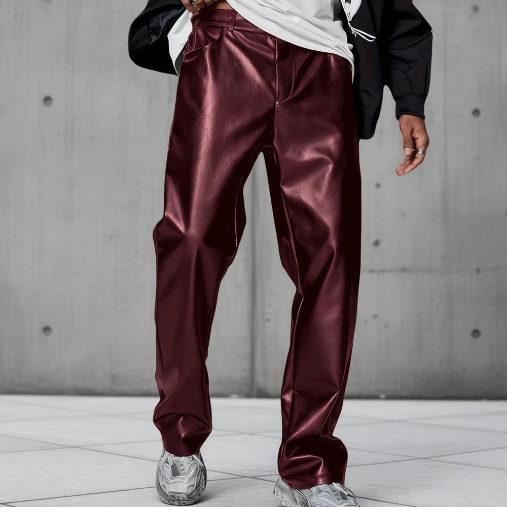 Pantalon homme en similicuir, coupe droite – CLEVI Paris