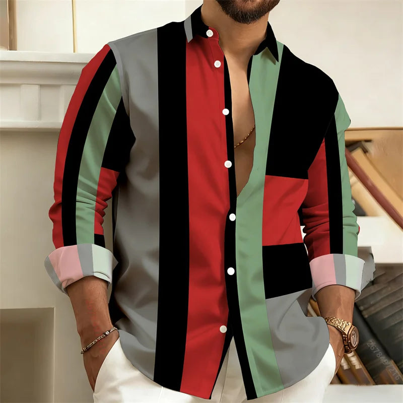 Chemise homme à rayures géométriques – CLEVI Paris