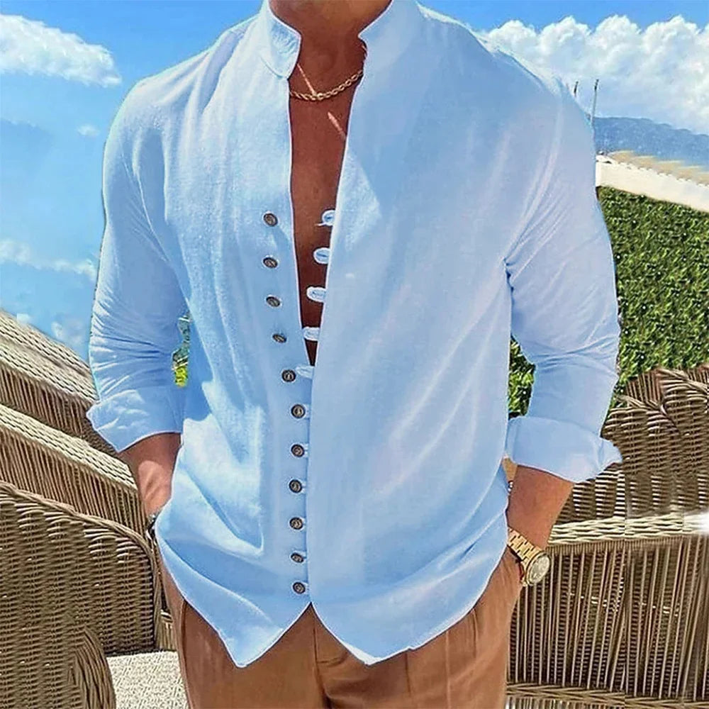Chemise homme en coton et lin – CLEVI Paris