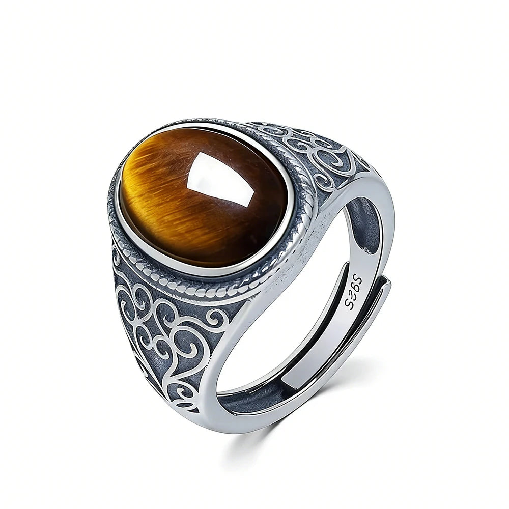 Bague Homme Œil de Tigre Argent 925 – CLEVI Paris