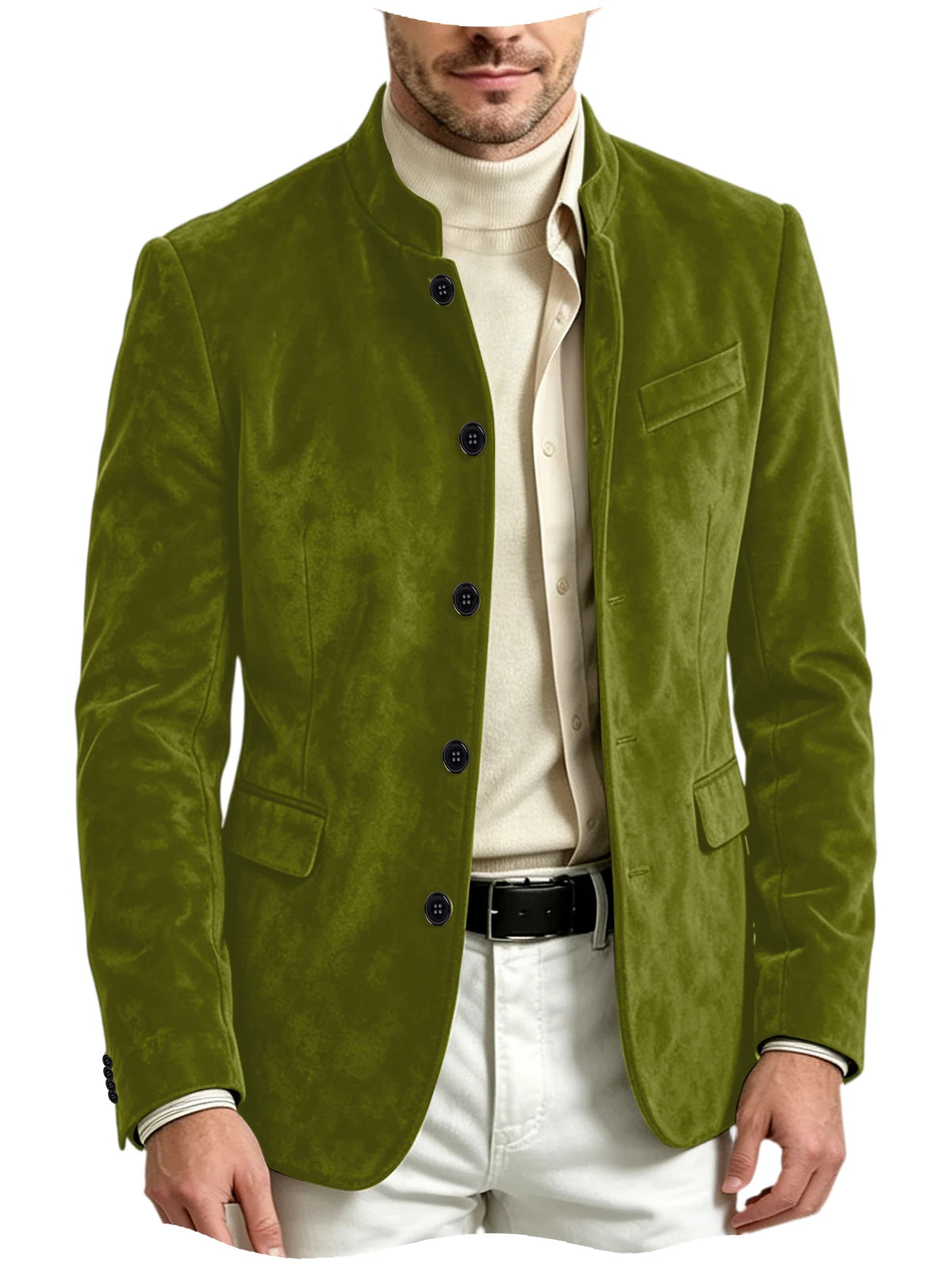 Blazer homme en velours à col montant – CLEVI Paris