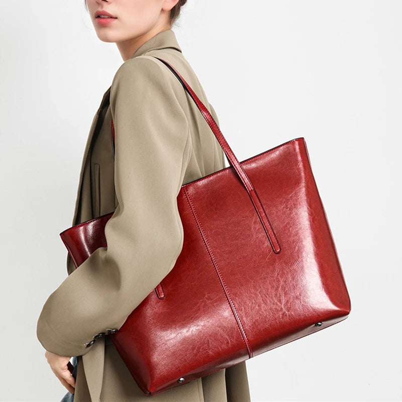 Tote Bag Cuir Véritable Femme Grande Capacité Bureau Style Vintage Élégant – CLEVI Paris