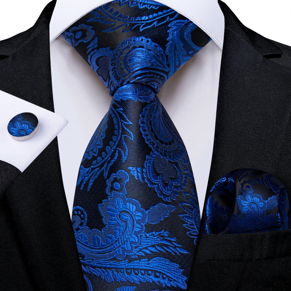 Coffret cravate homme paisley, pochette et boutons – CLEVI Paris