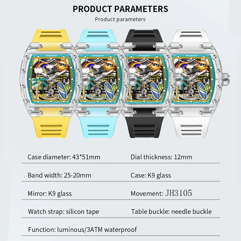 Montre Mécanique Transparente PINDU Homme – CLEVI Paris