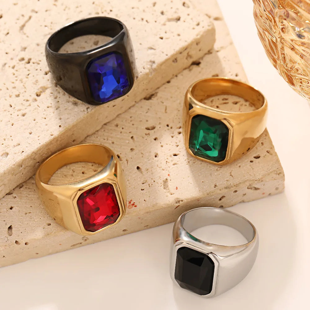 Bague homme carrée en acier et zirconium – CLEVI Paris