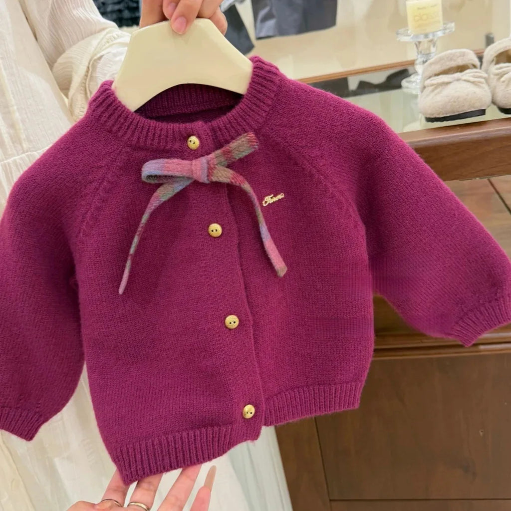 Cardigan et jupe à carreaux fille – CLEVI Paris