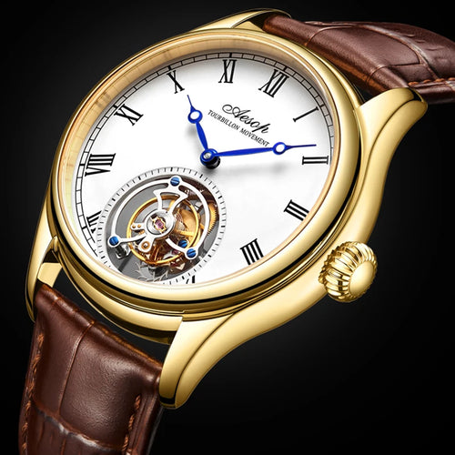 AESOP 7021 & 7061 Montre Homme Tourbillon Squelette Saphir Étanche 5ATM – CLEVI Paris