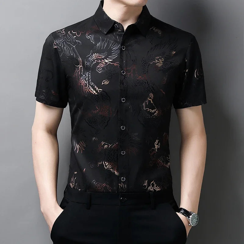 Chemise Homme Imprimée à Manches Courtes – CLEVI Paris