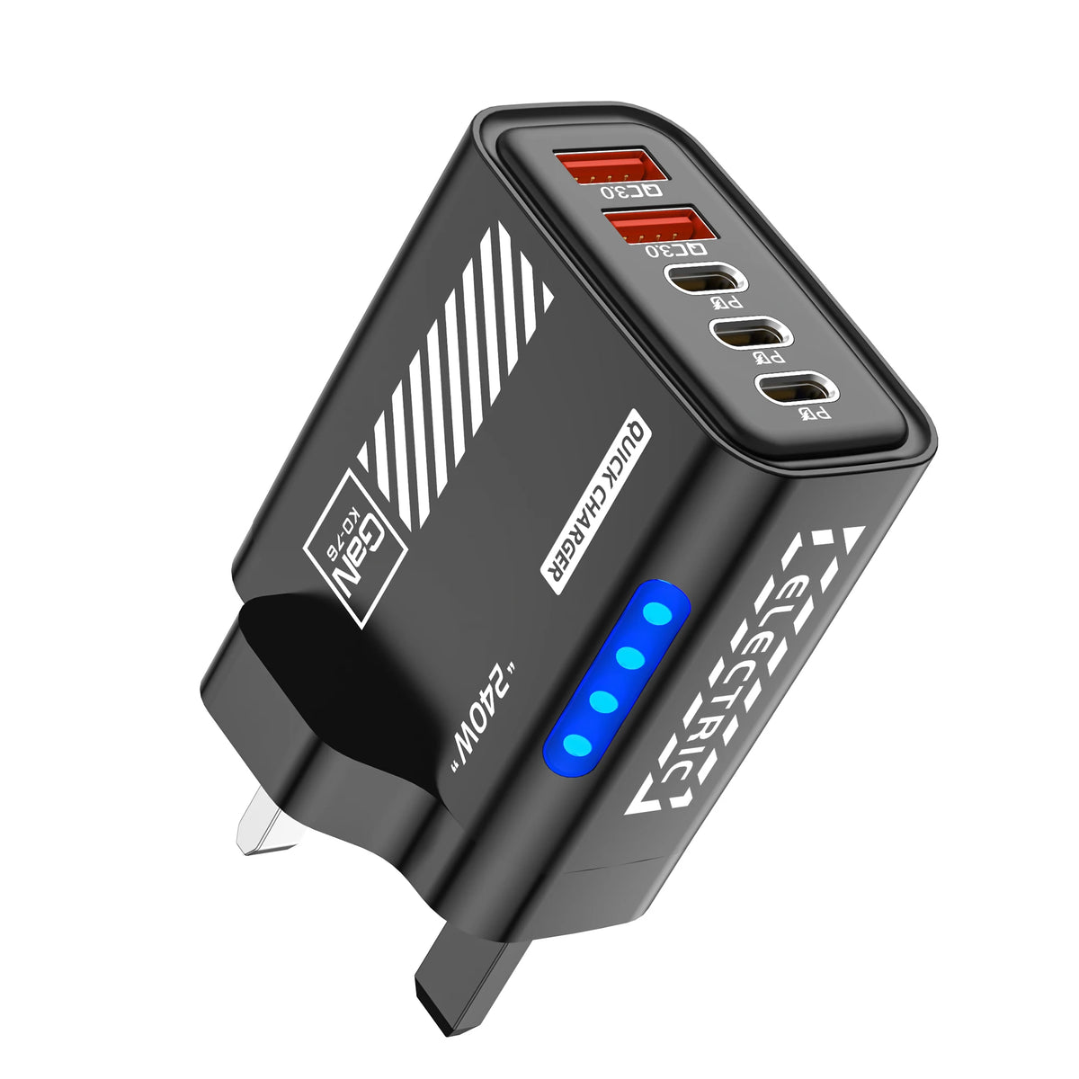 Chargeur GaN 5-en-1 USB-C 120W Quick Charge 3.0 EU US UK – CLEVI Paris