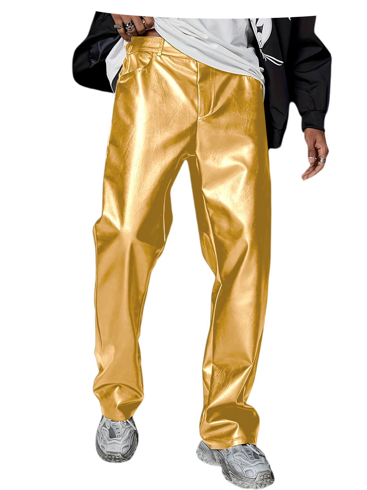 Pantalon homme en similicuir, coupe droite – CLEVI Paris