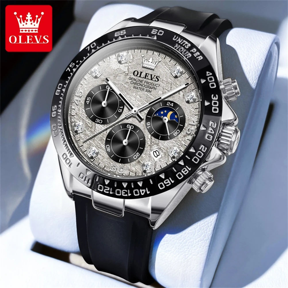 Montre Quartz Chronographe Phase de Lune OLEVS Homme – CLEVI Paris