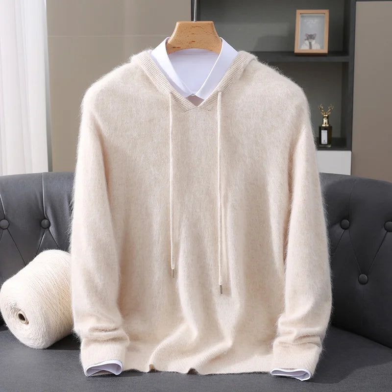 Pull Homme 100% Cachemire Vison À Capuche Coupe Ample MVLYFLRT – Tricot Épais Casual – 10 Coloris, S à XXXL – CLEVI Paris