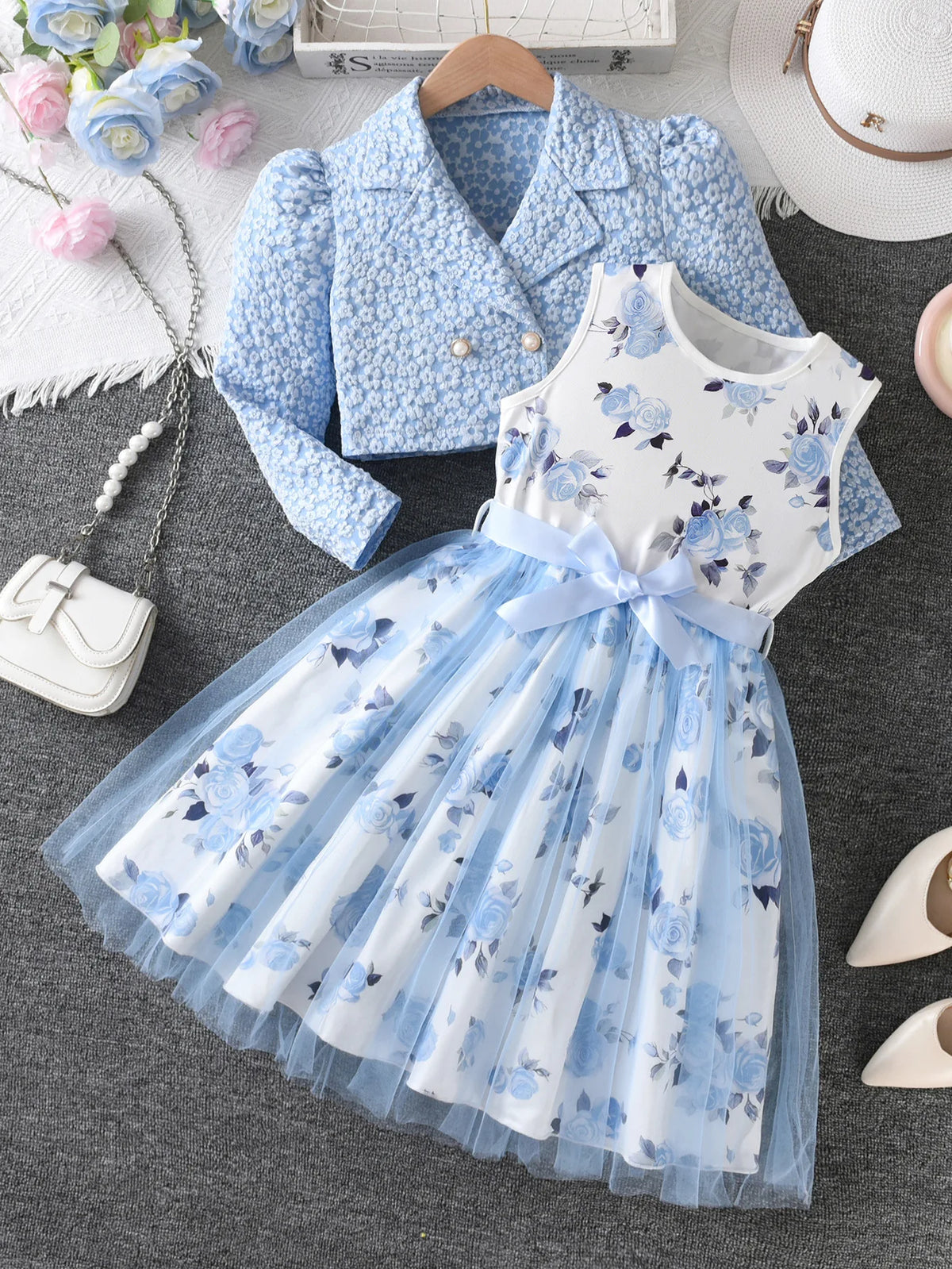 Ensemble fille robe et manteau de fête – CLEVI Paris
