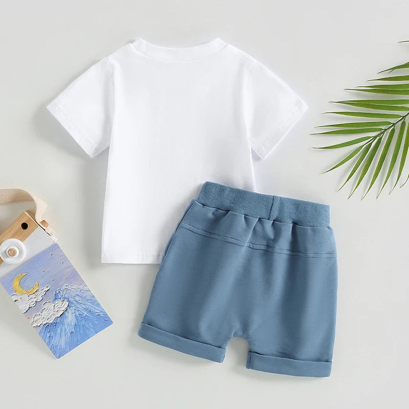 Ensemble bébé garçon blanc et bleu imprimé – CLEVI Paris