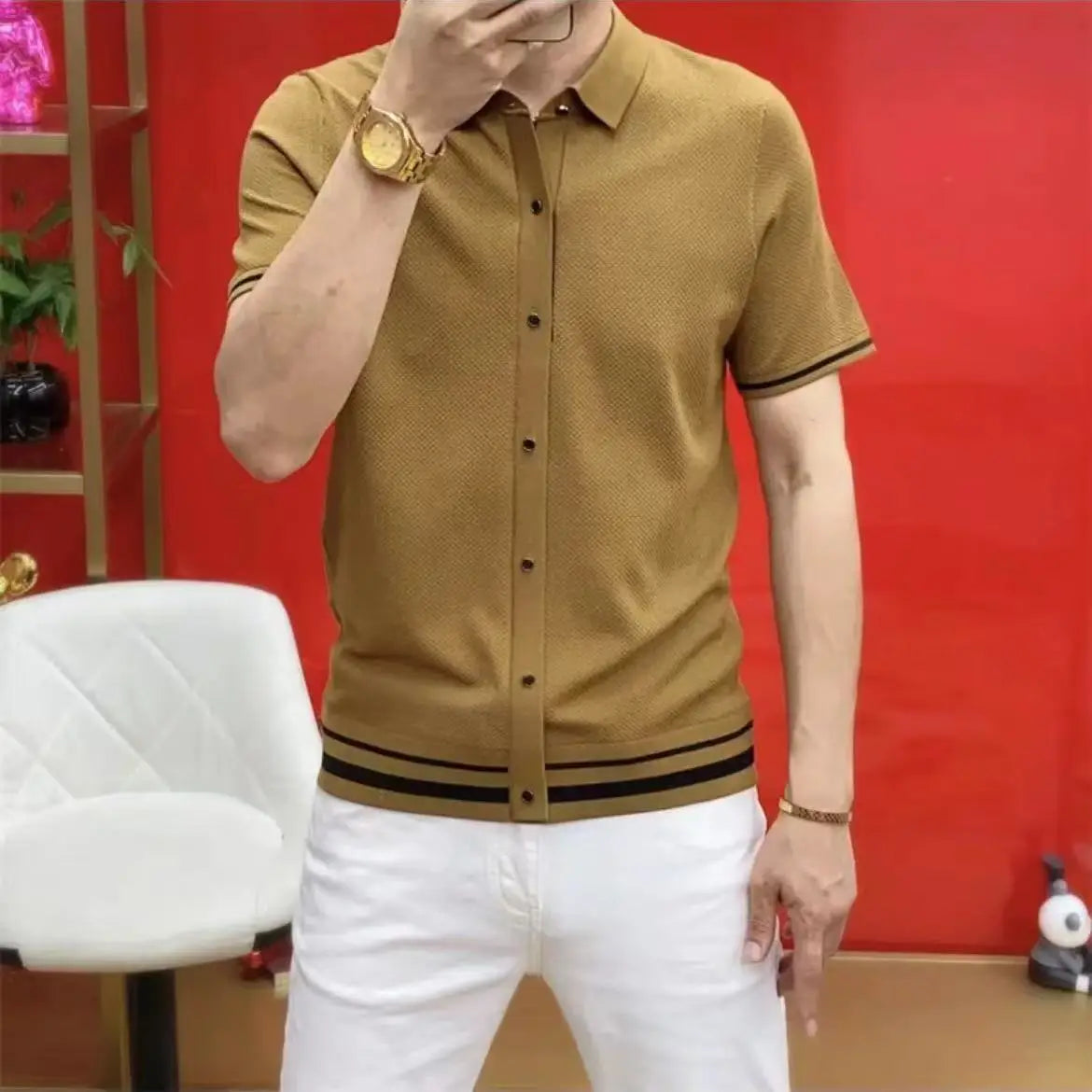 Chemise Homme Col Carré Manches Courtes Slim Fit – CLEVI Paris