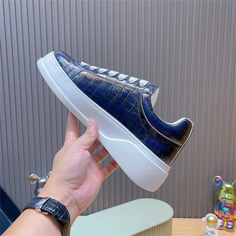 Sneakers basses unisexes bleues à lacets – CLEVI Paris