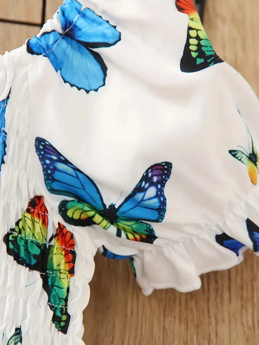 Robe fille blanche à imprimé papillons – CLEVI Paris