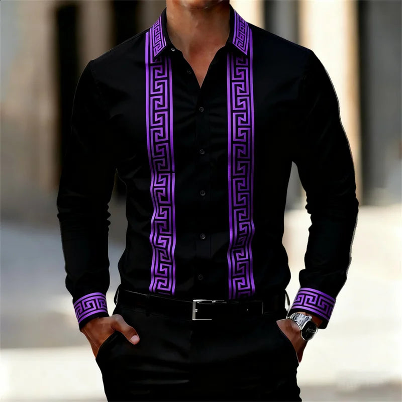Chemise Géométrique Manches Longues Homme – CLEVI Paris