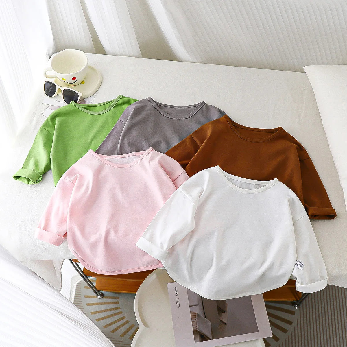 T-shirt enfant coton à manches longues – CLEVI Paris