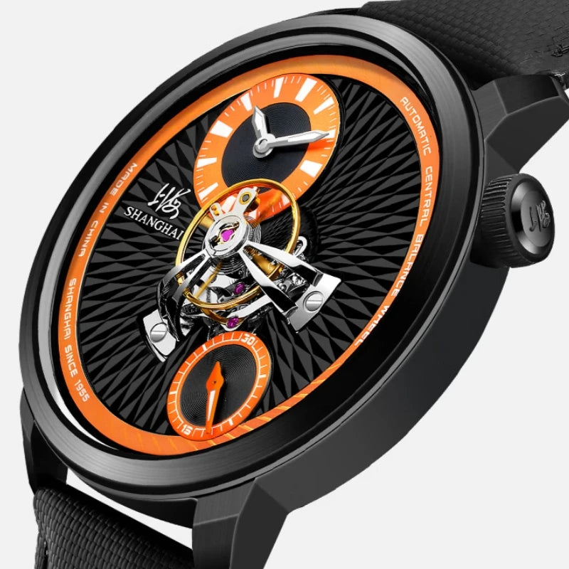 Montre Homme Mécanique Automatique Volant Central Sky Dome Verre Saphir Sphérique Étanche 5 Bars – CLEVI Paris