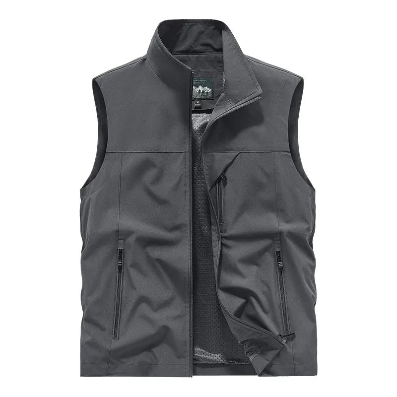 Gilet Sans Manches Homme Col Mandarin Zippé – CLEVI Paris