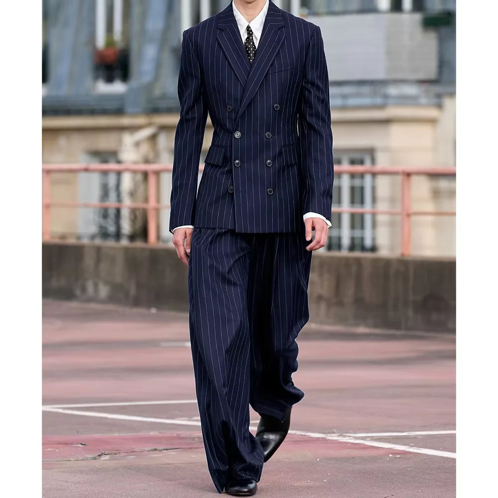 Costume rayé croisé 2 pièces homme – CLEVI Paris