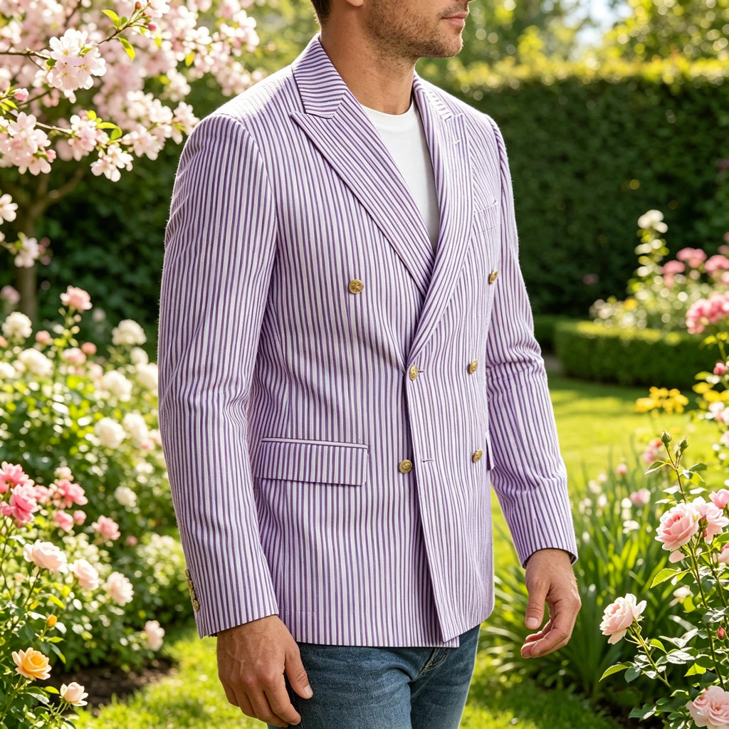 Blazer homme rayé double boutonnage – CLEVI Paris
