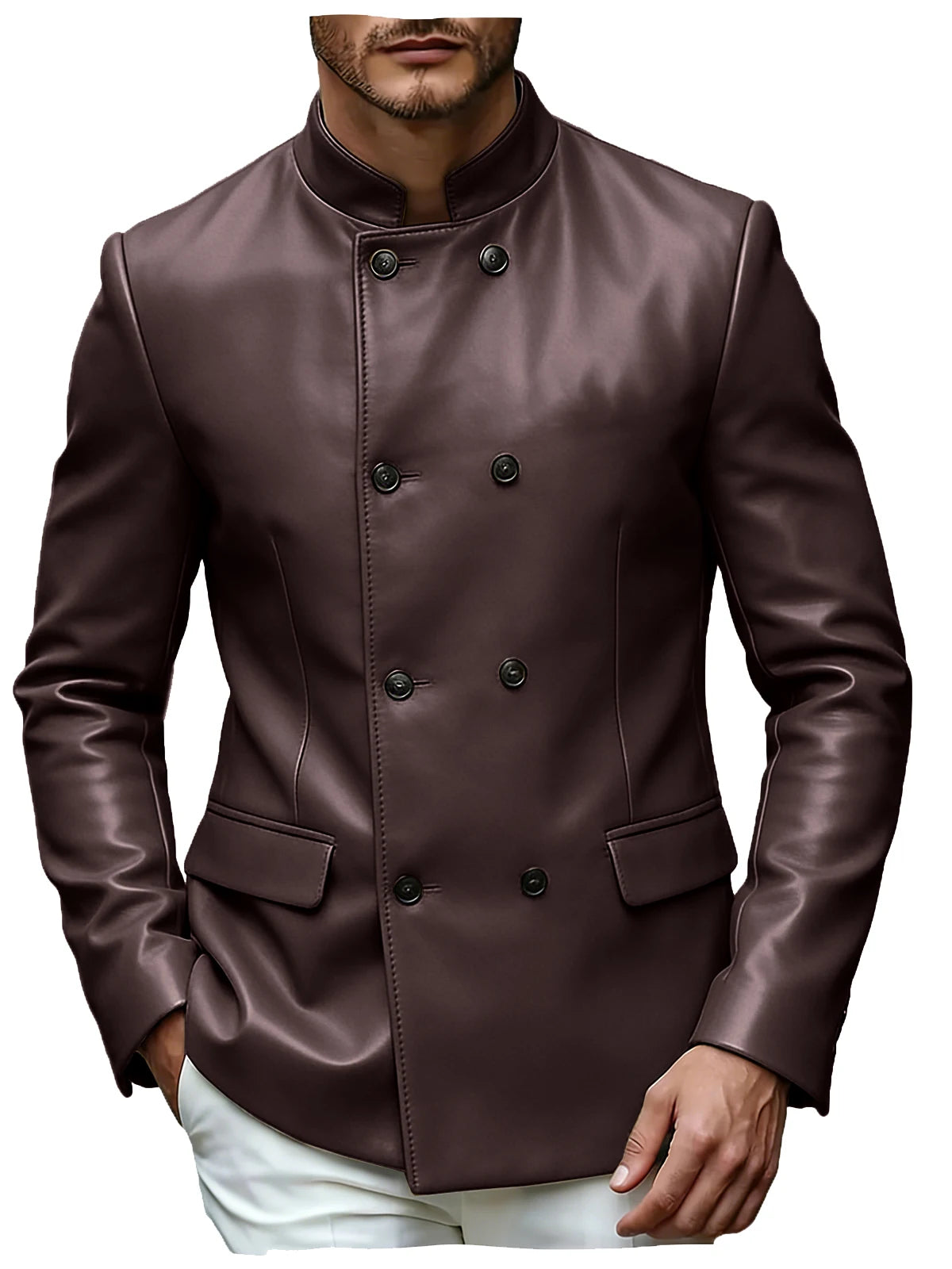 Blazer homme en similicuir, col montant – CLEVI Paris