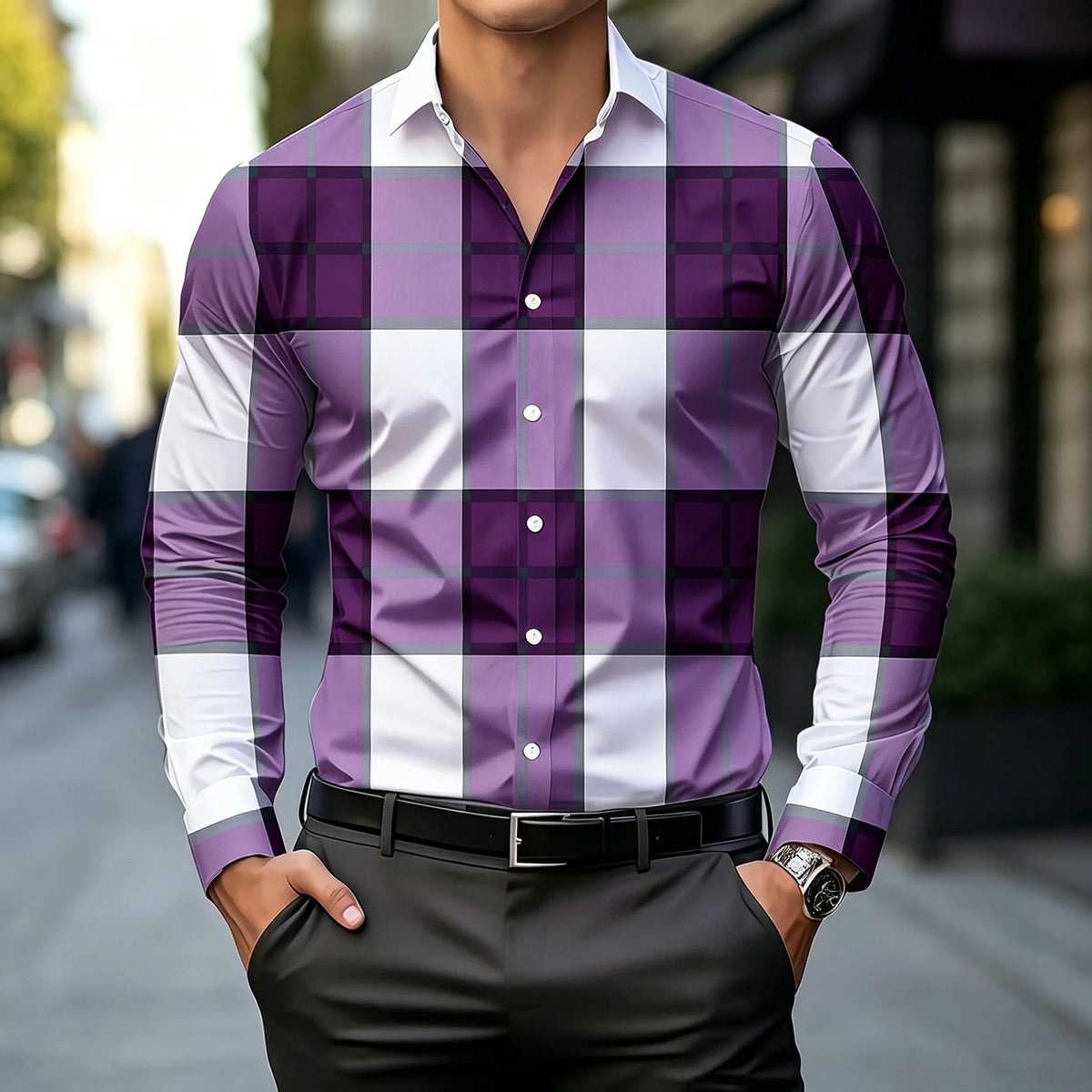 Chemise homme à carreaux manches longues – CLEVI Paris