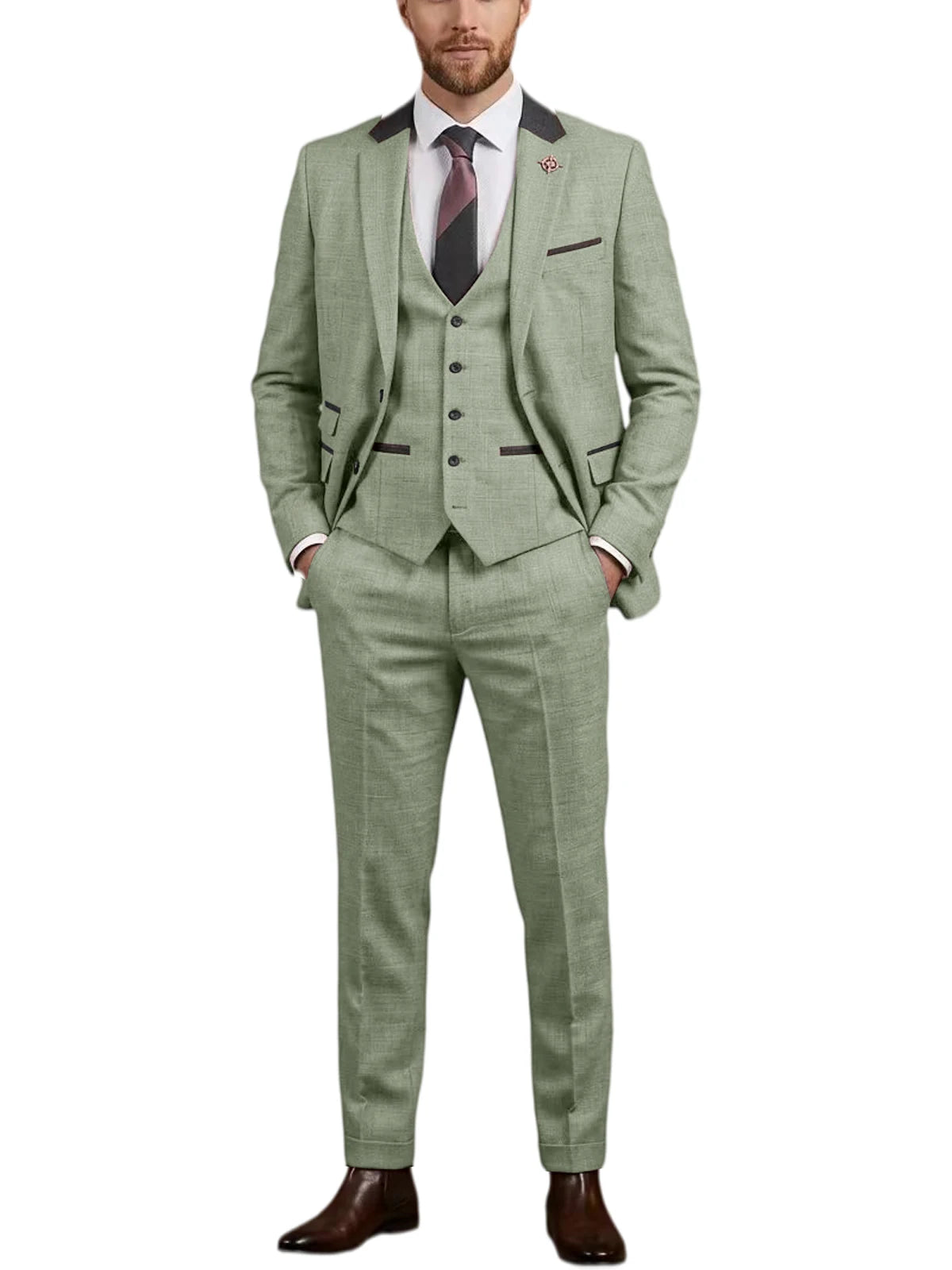 Costume homme 3 pièces en lin mélangé – CLEVI Paris