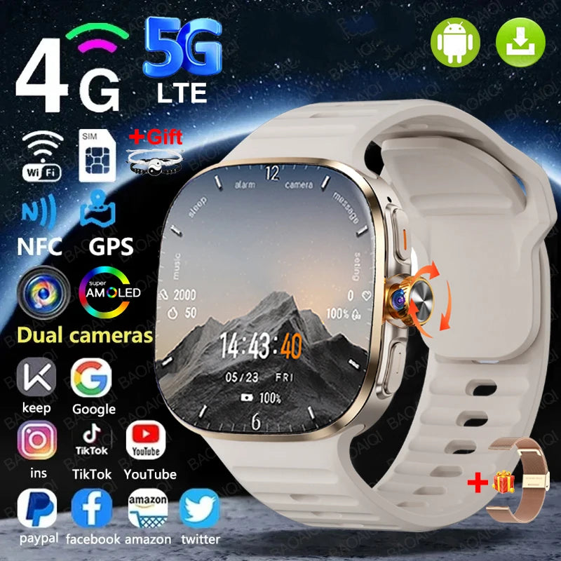 Montre 4G Android AMOLED 720p GPS Google Play 256Go – CLEVI Paris